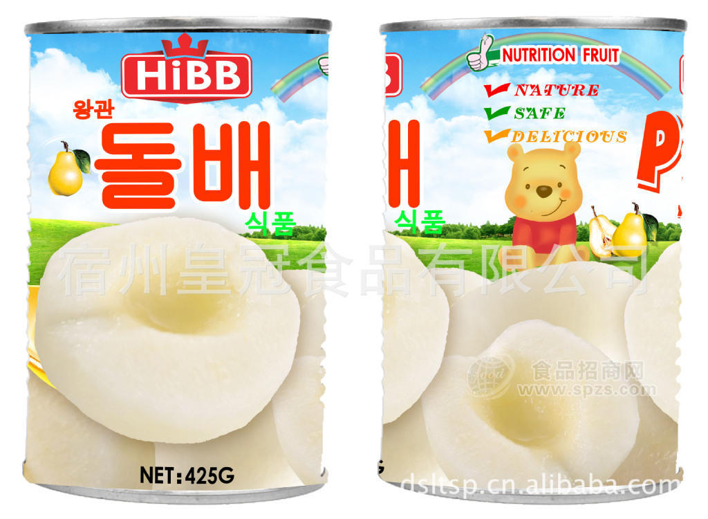 供应425G出口韩国梨子罐头