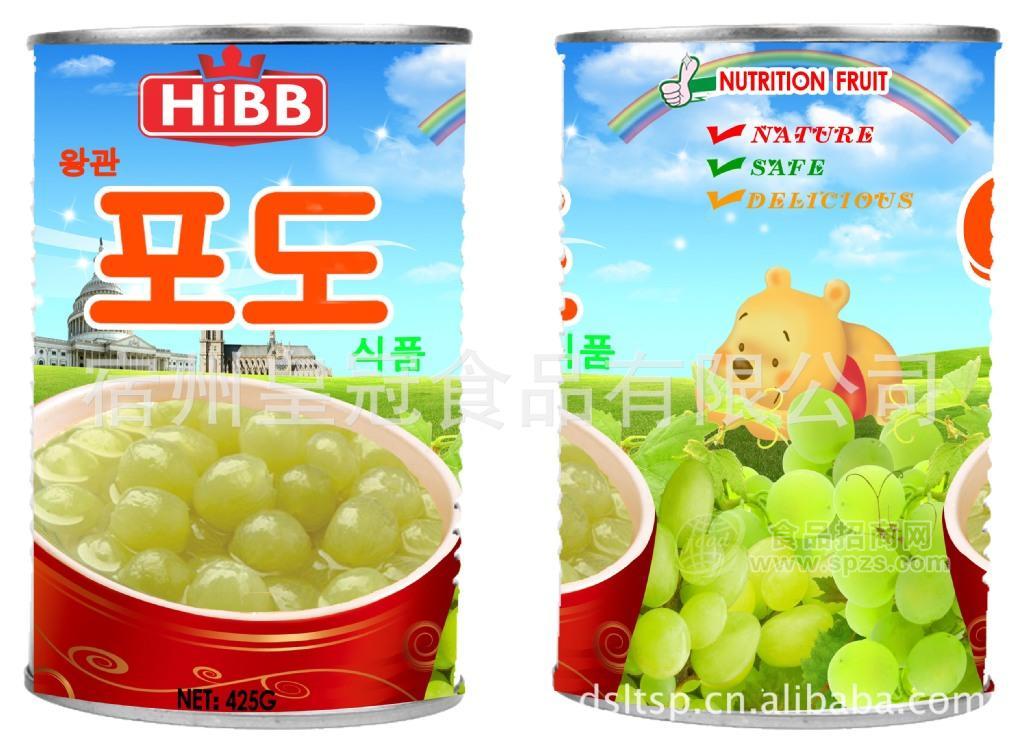供应425G出口韩国葡萄罐头