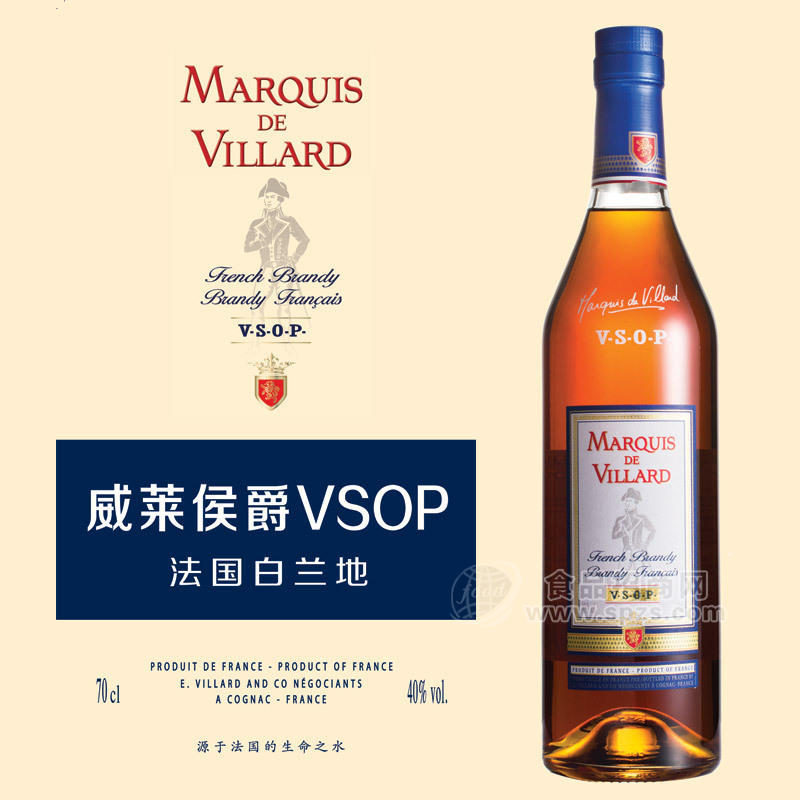 供應(yīng)進(jìn)口白蘭地批發(fā) 威萊候爵 VSOP 法國洋酒MARQUIS DE VILLARD