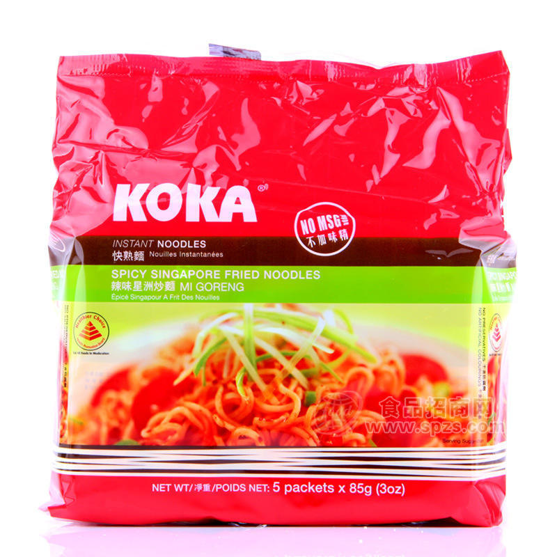 供應新加坡進口KOKA 可口辣味星洲炒面 方便面 炒面 425g/袋 不含味精