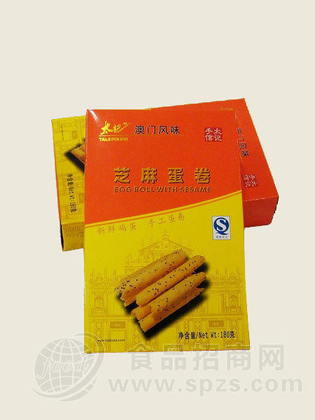 供应纸盒装芝麻蛋卷 美食小吃 特色风味 岭南风味