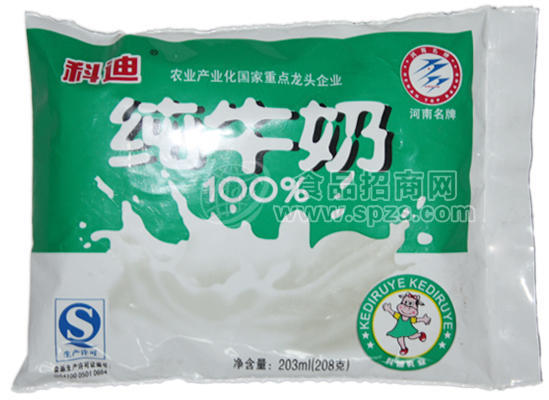 科迪純牛奶203ml