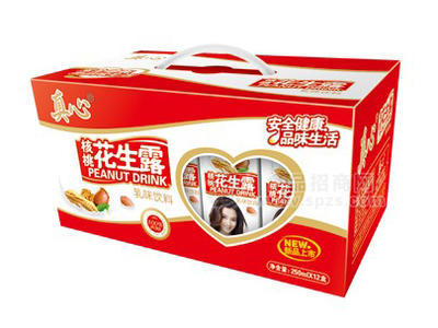 真心核桃花生露开窗箱红礼盒