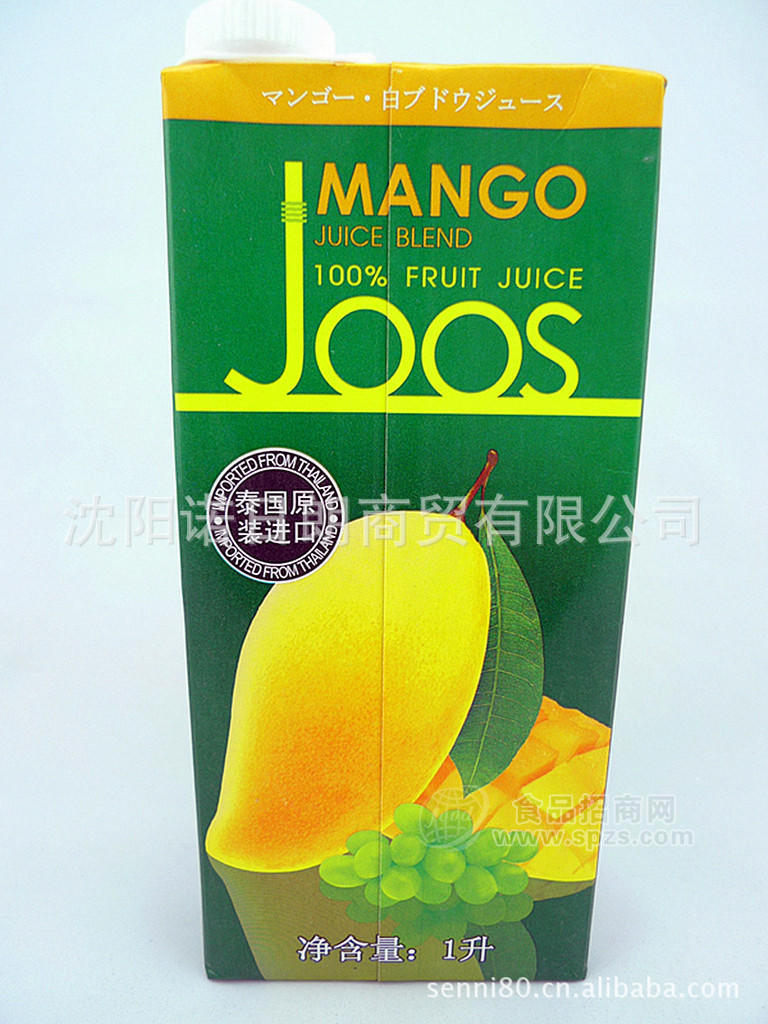 供应泰国原装进口 Joos杰事100%芒果白葡萄汁1L(Mango)