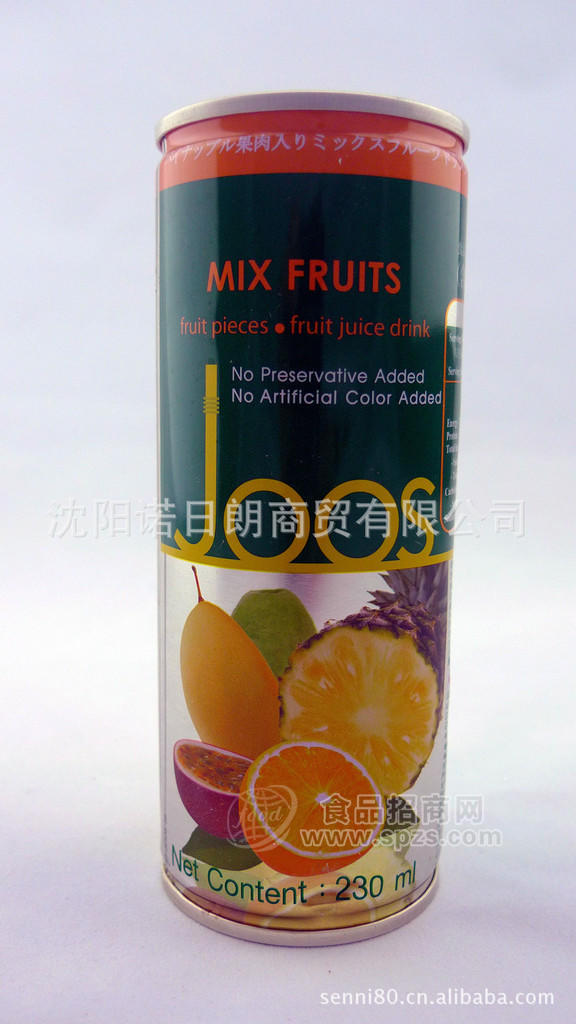 供应泰国原装进口 Joos杰事混合果汁含菠萝果肉230ml*24罐/箱