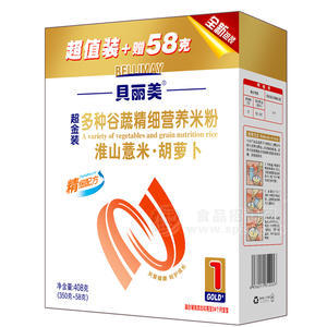 贝丽美 多种谷蔬精细营养米粉 淮山薏米胡萝卜 408g