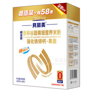 貝麗美 多種谷蔬精細(xì)營養(yǎng)米粉 強(qiáng)化鐵鋅鈣 果蔬 408g