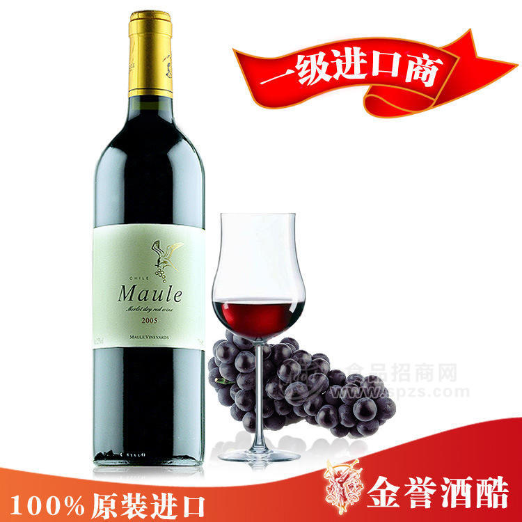 供应原瓶智利进口红酒 曼露美乐2005年份干红葡萄酒