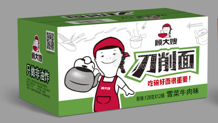 顧大嫂刀削面紙箱128g×12桶 雪菜牛肉味