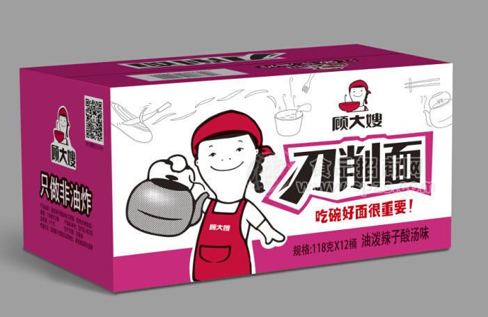 顧大嫂刀削面紙箱118g×12桶 油潑辣子酸湯味