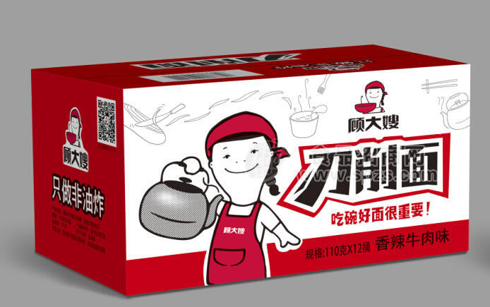 顧大嫂刀削面紙箱110g×12桶  香辣牛肉味