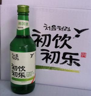 韓國進口 樂天初飲初樂燒酒/清酒 360ml 竹炭酒 真露酒 白酒批發(fā)