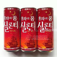 正品韩国原装进口饮料韩国Lotte乐天红茶饮料240ml罐装上海总代理