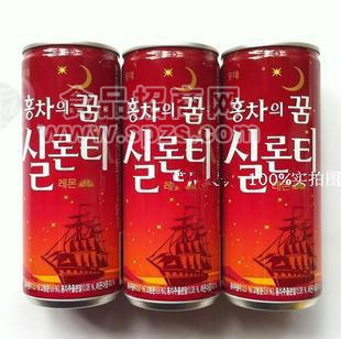 正品韓國原裝進口飲料韓國Lotte樂天紅茶飲料240ml罐裝上?？偞? style=