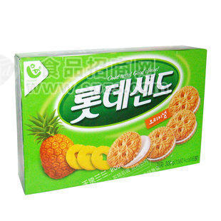 韩国食品批发 韩国饼干 乐天菠萝奶油夹心饼干 300g大盒装