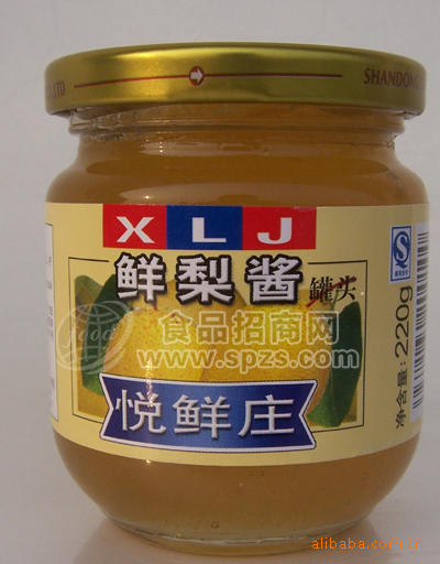 供應【悅鮮莊】鮮梨果醬罐頭產(chǎn)品【1*24】【優(yōu)質(zhì)綠色】