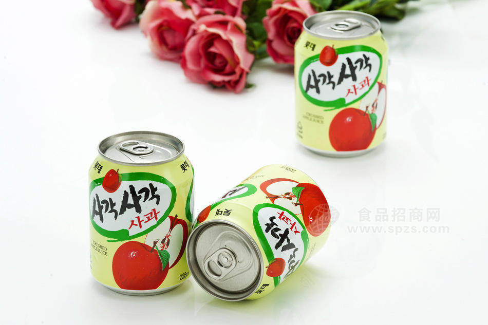 供应7005韩国进口食品 乐天粒粒果肉苹果汁 238ml*12个/箱