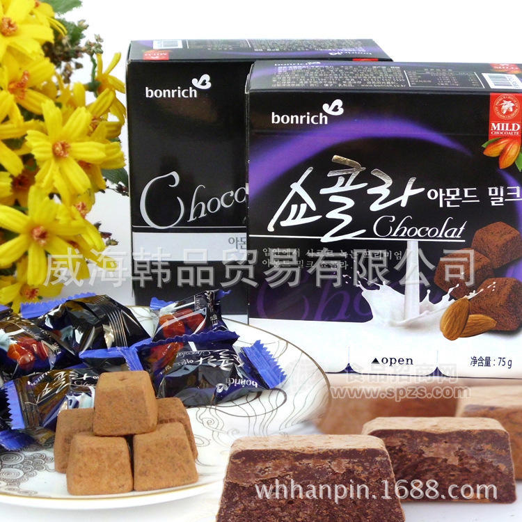 7407韩国进口 宝瑞淇杏仁牛奶巧克力 75g 醇正香浓