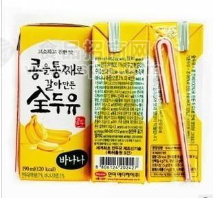 供应韩国进口 韩美香蕉豆奶190ml*16盒/箱 儿童营养饮品