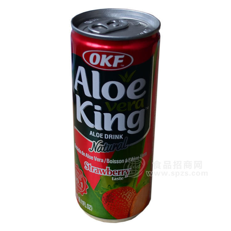 供應(yīng)韓國休閑食品批發(fā) 進口飲料 OKF蘆薈草莓汁 240ml*30瓶