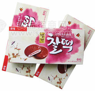 供应韩国休闲食品批发 乐天巧克力打糕 巧克力夹心打糕派 12盒/箱