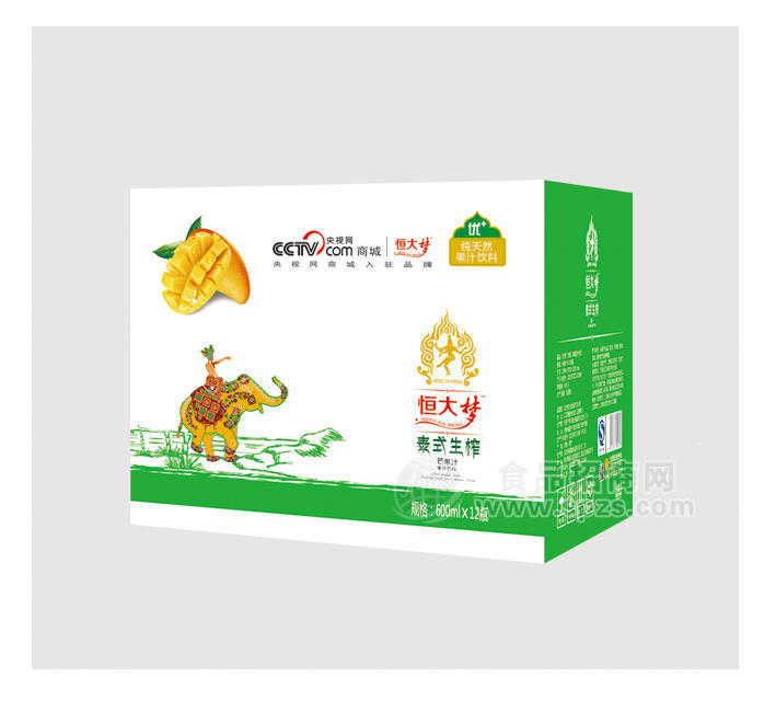 ·恒大梦泰式生榨芒果汁600ml×12副本 