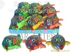 0397拉线灯光卡通鱼飞机新玩具糖果