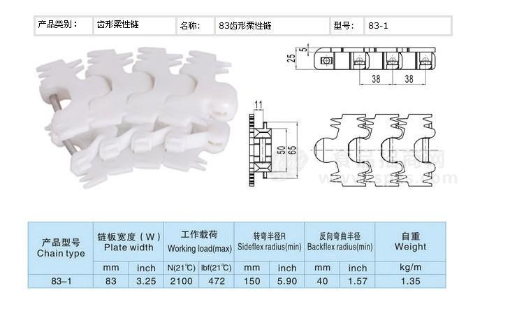 83齿柔性链