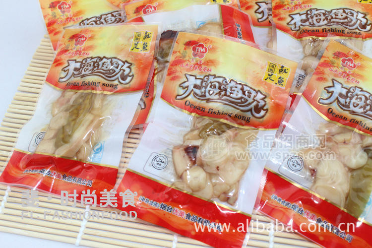 供應(yīng)真空包裝泡椒足片海產(chǎn)品休閑食品零食煙臺(tái)特產(chǎn)魷魚絲烤魚片