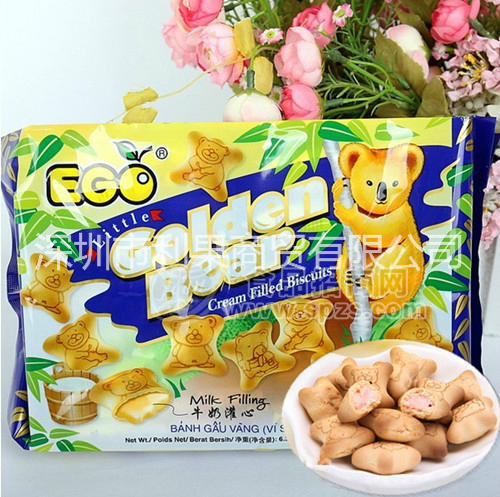 馬來西亞進口 EGO金小熊餅干牛奶味