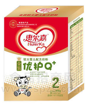 华丹惠尔嘉较大婴儿配方奶粉400克盒装