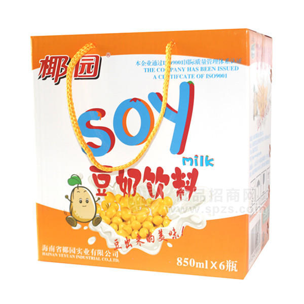 ·椰园豆奶饮料850mlx6瓶 