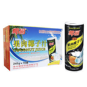 椰园 正宗果肉椰子汁245gx16罐