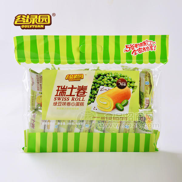 谷绿园瑞士卷288g袋装 绿豆味