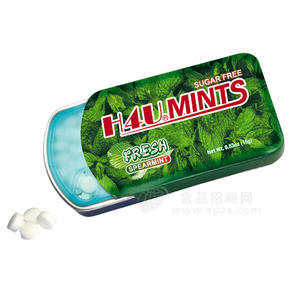 批发定制代加工压片糖 OEM木糖醇糖果 留兰香味推拉铁盒无糖薄荷糖