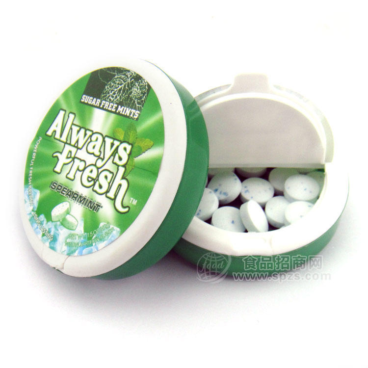 Always Fresh留蘭香味大圓盒無(wú)糖薄荷糖 OEM貼牌壓片糖加工代工