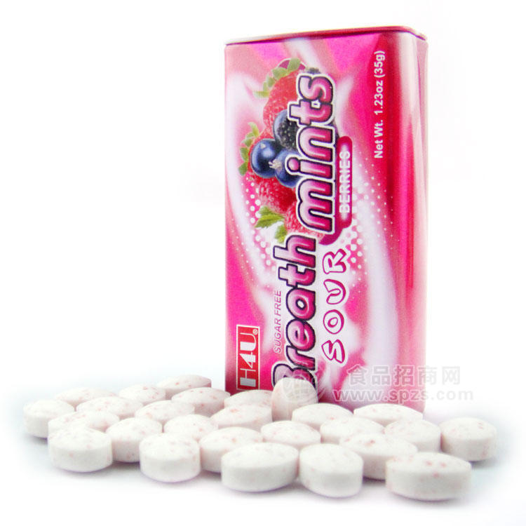 无糖薄荷糖OEM贴牌代加工 批发供应压片糖果 合优新特杂莓味高瓶铁盒无糖薄荷糖 酸糖35g
