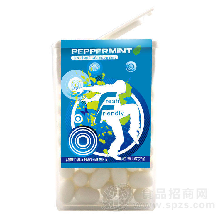 薄荷味塑料盒抛光糖包衣糖 润喉糖OEM压片定制 贴牌代加工
