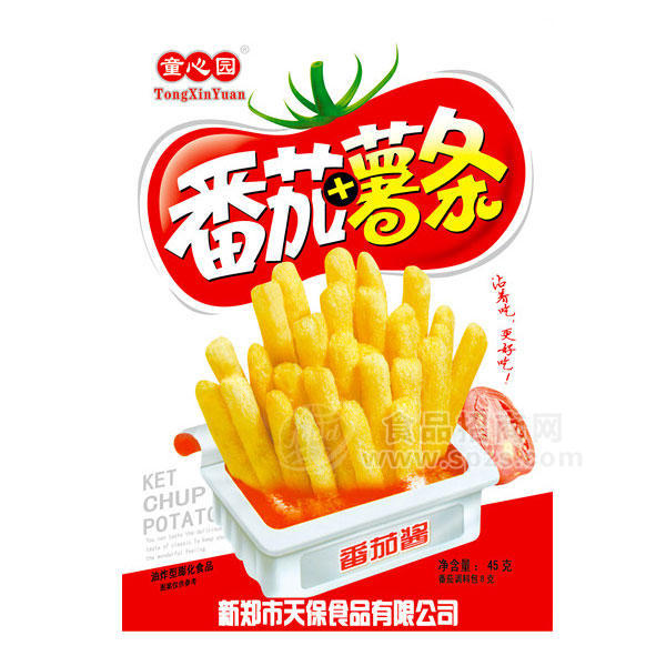 ·童心园 番茄+薯条 油炸型膨化食品 45g 