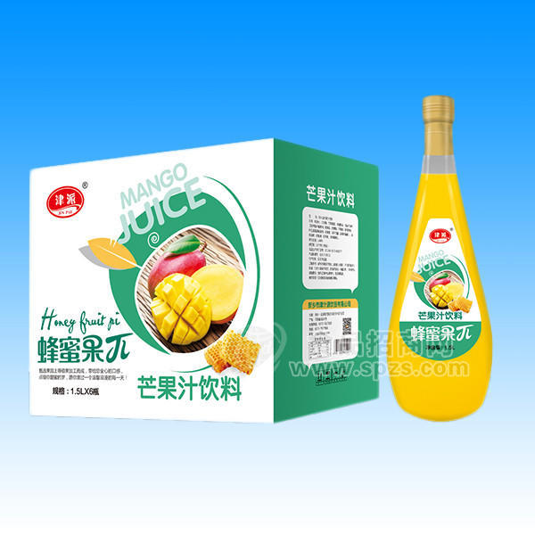 ·津派蜂蜜果π芒果汁饮料1.5Lx6瓶 