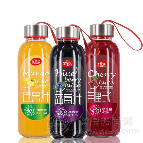 宜尔沃 芒果汁 蓝莓汁 车厘子汁 果汁饮料 420ml