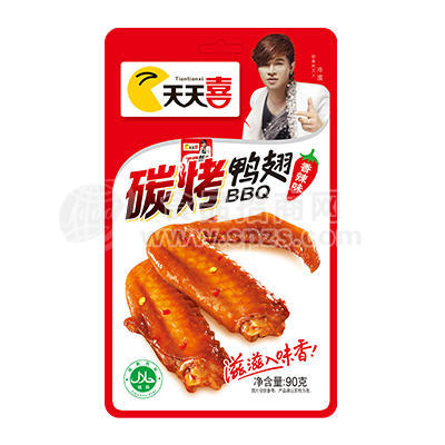 天天喜香辣味碳烤鴨翅麻辣小食品90g