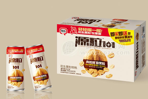 ·源粒1+1  花生果粒核桃露240mlx20 