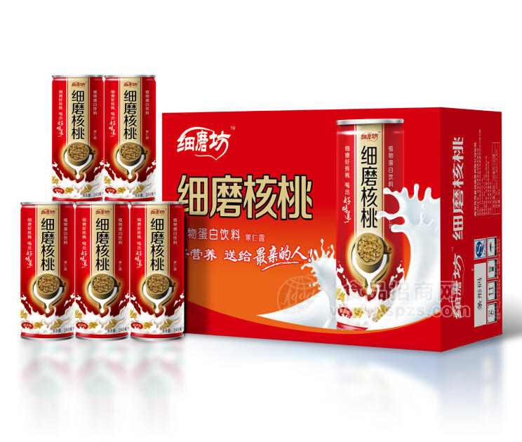 細(xì)磨坊植物蛋白飲料細(xì)磨核桃果仁露紅箱240mlx20罐