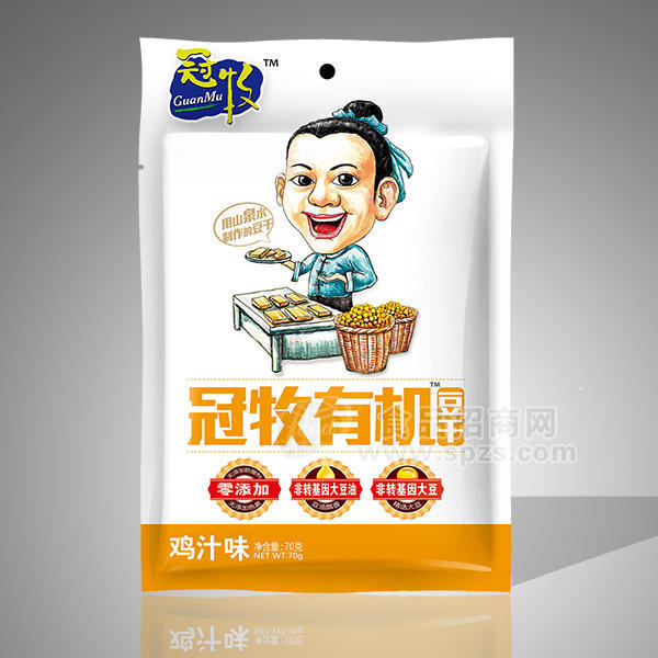 ·冠牧 有机豆干 鸡汁味 70g 