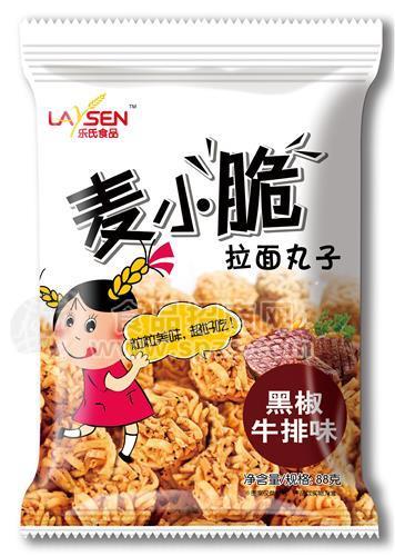 麥小脆 拉面丸子休閑食品 黑椒牛排味 88g