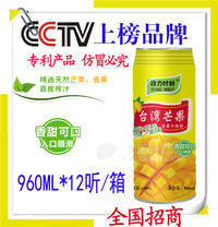 CCTV品牌動(dòng)力時(shí)刻960MLX12聽裝椰子汁臺(tái)灣芒果獼猴桃飲料