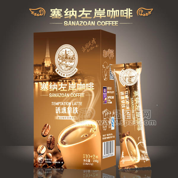 塞纳左岸咖啡固体饮料  诱惑拿铁156g【12包x13g】