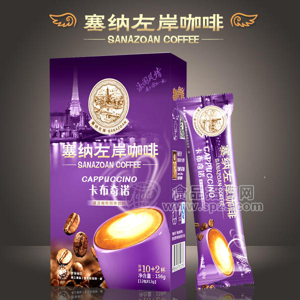 ·塞纳左岸咖啡固体饮料  卡布奇诺156g【12包x13g】 