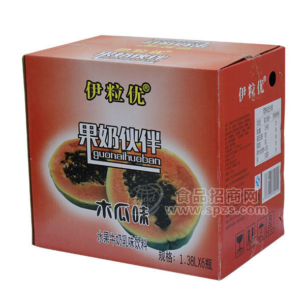 ·伊粒优 果奶伙伴 水果牛奶乳味饮料 木瓜味 1.38Lx6 